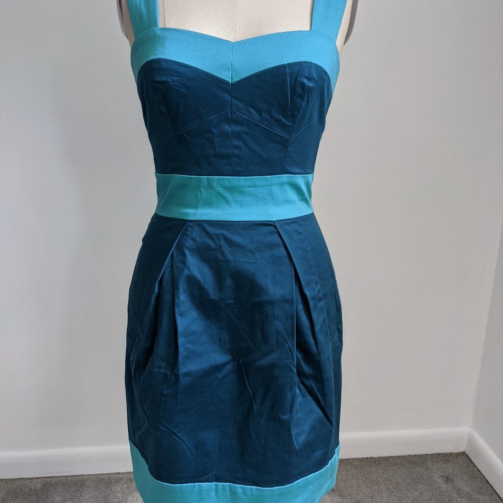 NWT French Connection blue & teal colorblock dress